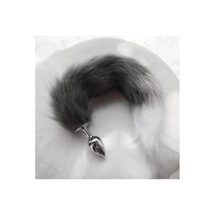 TİLKİ KUYRUĞU ANAL PLUG GRİ BEYAZ